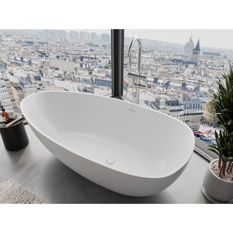 Mexen Imola freistehende Badewanne aus Konglomerat 170 x 88 cm, weiß matt - 57281708500