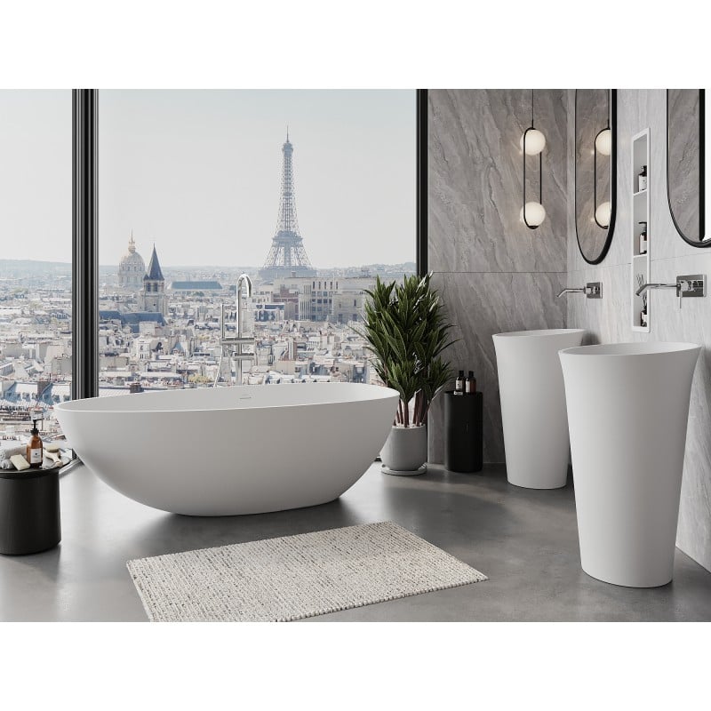Mexen Imola freistehende Badewanne aus Konglomerat 170 x 88 cm, weiß matt - 57281708500
