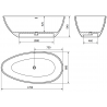 Mexen Imola freistehende Badewanne aus Konglomerat 170 x 88 cm, weiß glänzend - 57281708510