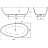 Mexen Imola freistehende Badewanne aus Konglomerat 170 x 88 cm, Beton matt - 57281708561