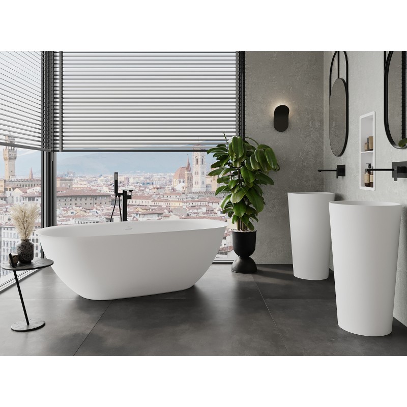 Mexen Siena freistehende Badewanne aus Konglomerat 170 x 80 cm, weiß matt - 57291708000