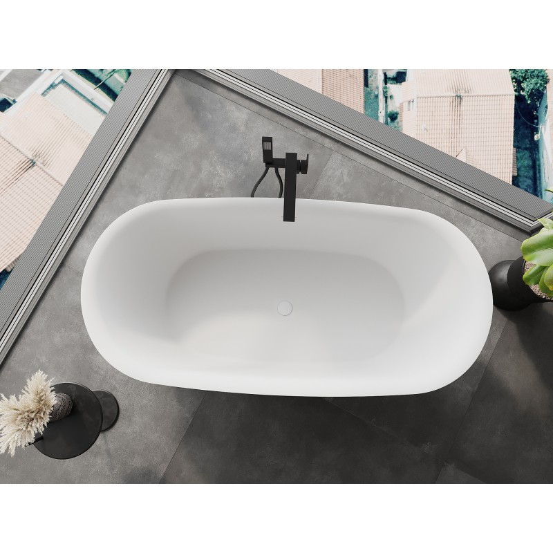 Mexen Siena freistehende Badewanne aus Konglomerat 170 x 80 cm, weiß matt - 57291708000