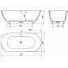 Mexen Siena freistehende Badewanne aus Konglomerat 170 x 80 cm, weiß glänzend - 57291708010