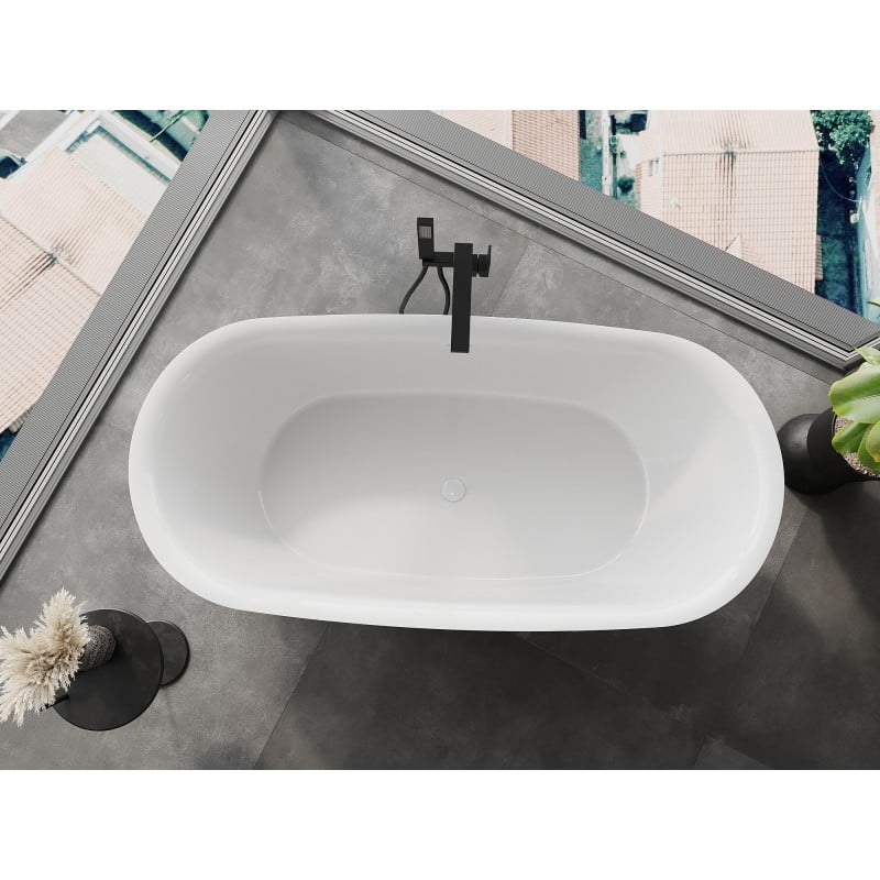 Mexen Siena freistehende Badewanne aus Konglomerat 170 x 80 cm, weiß glänzend - 57291708010