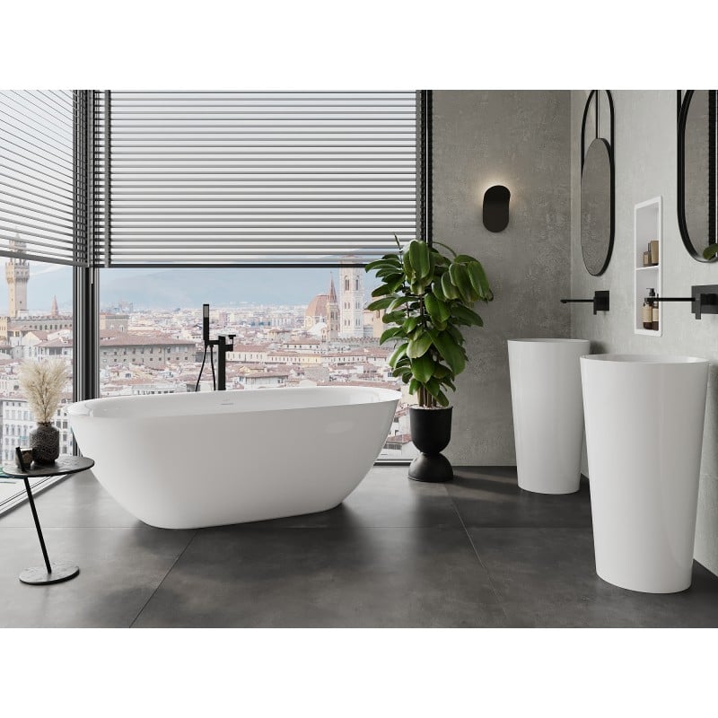 Mexen Siena freistehende Badewanne aus Konglomerat 170 x 80 cm, weiß glänzend - 57291708010