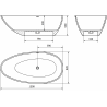 Mexen Milano freistehende Badewanne aus Konglomerat 150 x 82 cm, weiß glänzend - 57301508510