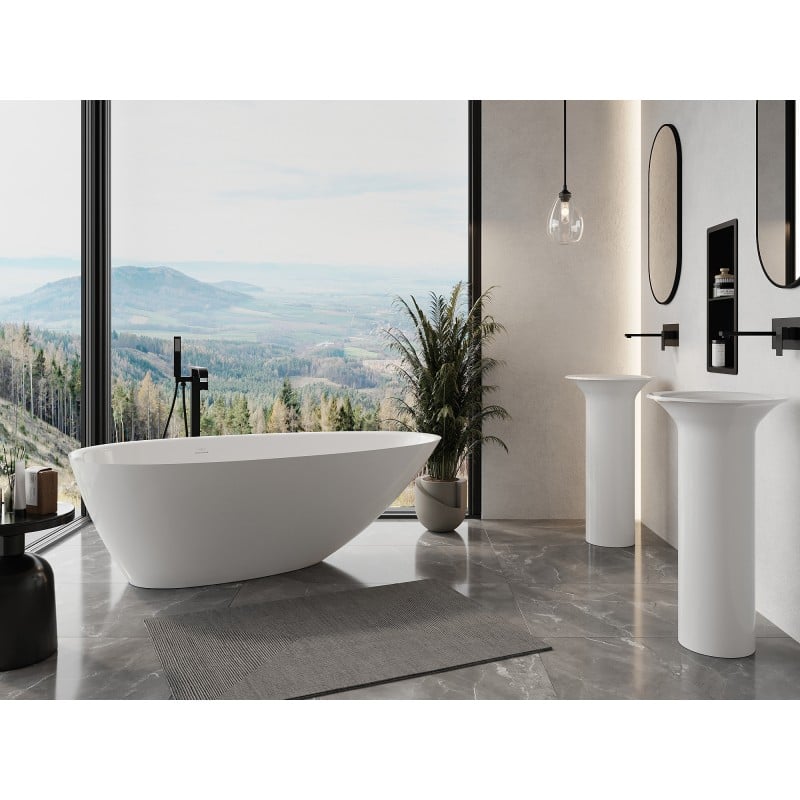 Mexen Milano freistehende Badewanne aus Konglomerat 170 x 86 cm, weiß glänzend - 57301708510