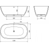 Mexen Como freistehende Wanne aus Konglomerat 150 x 82 cm, weiß matt - 57311508200
