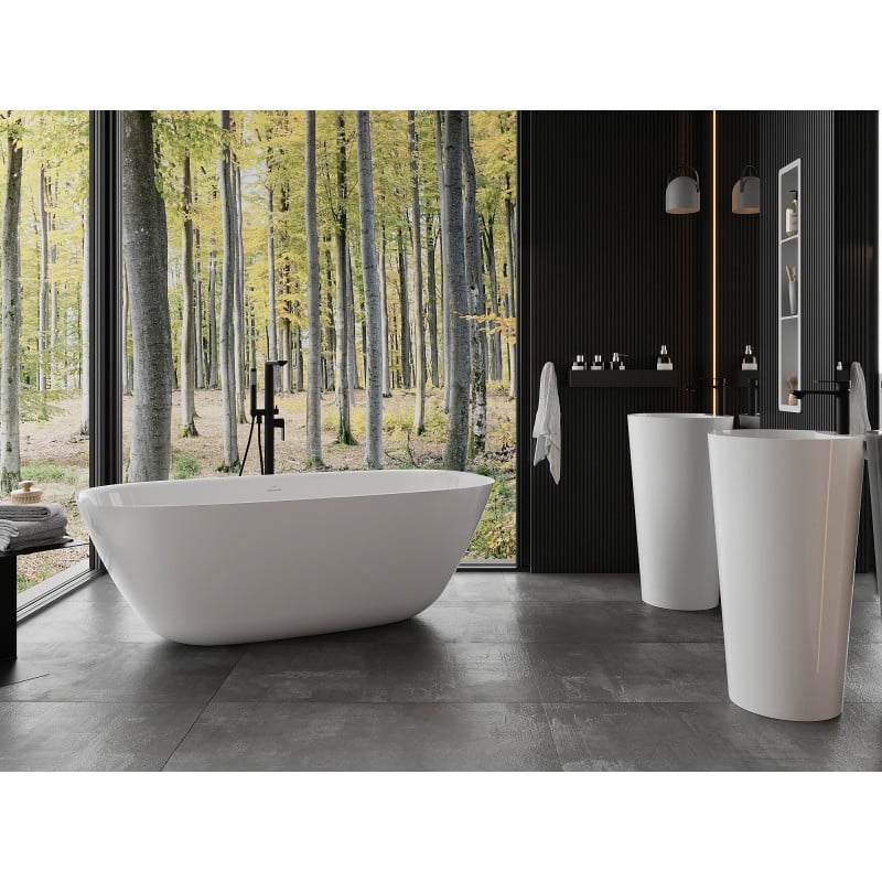 Mexen Como freistehende Badewanne aus Konglomerat 170 x 82 cm, weiß glänzend - 57311708210