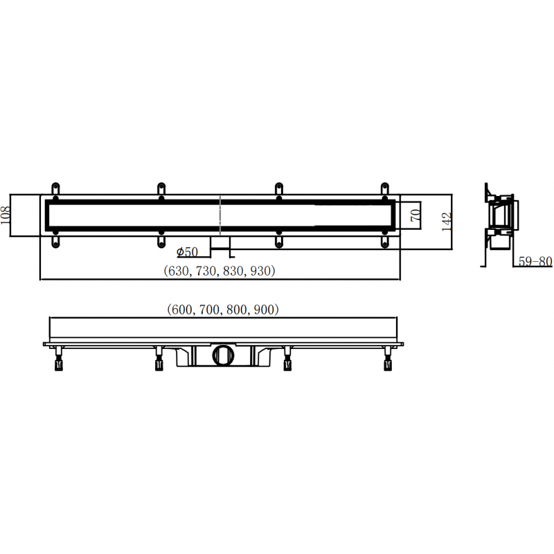 Mexen Flat ABS linearer Abfluss 2 in 1 70 cm, Inox- 1069070