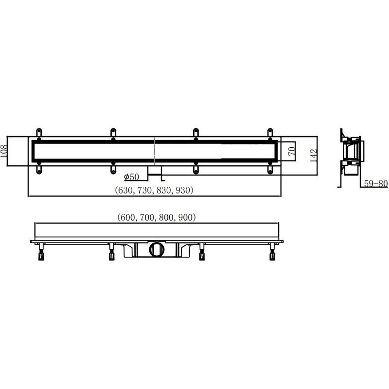 Mexen Flat Abs Flat ABS linearer Abfluss 2-in-1 80 cm, Inox - 1069080