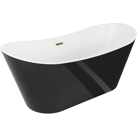 Mexen Montana freistehende Badewanne 170 x 80 cm, weiß/schwarz, Überlauf gold - 52011708075-50