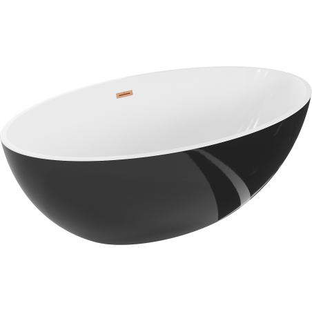 Mexen Nike freistehende Badewanne 175 x 100 cm, weiß/schwarz, Überlauf gebürstetes Kupfer - 54071751075-65