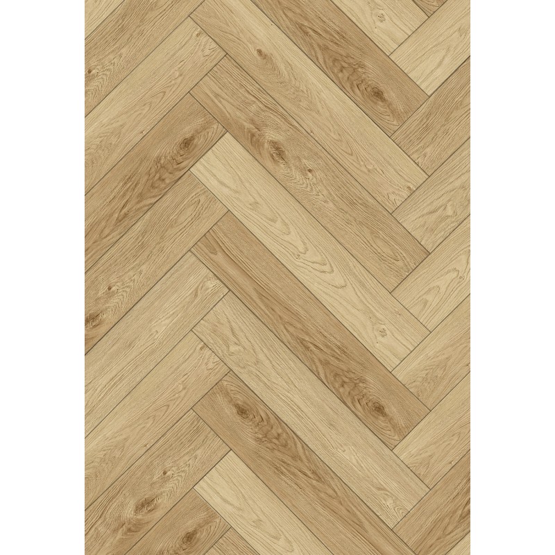 Mexen Anniston Vinylplatten Fischgrät 635 x 127 mm SPC 6,5 mm, IXPE Unterlage 1,5 mm, 4 V-Fuge, Eiche