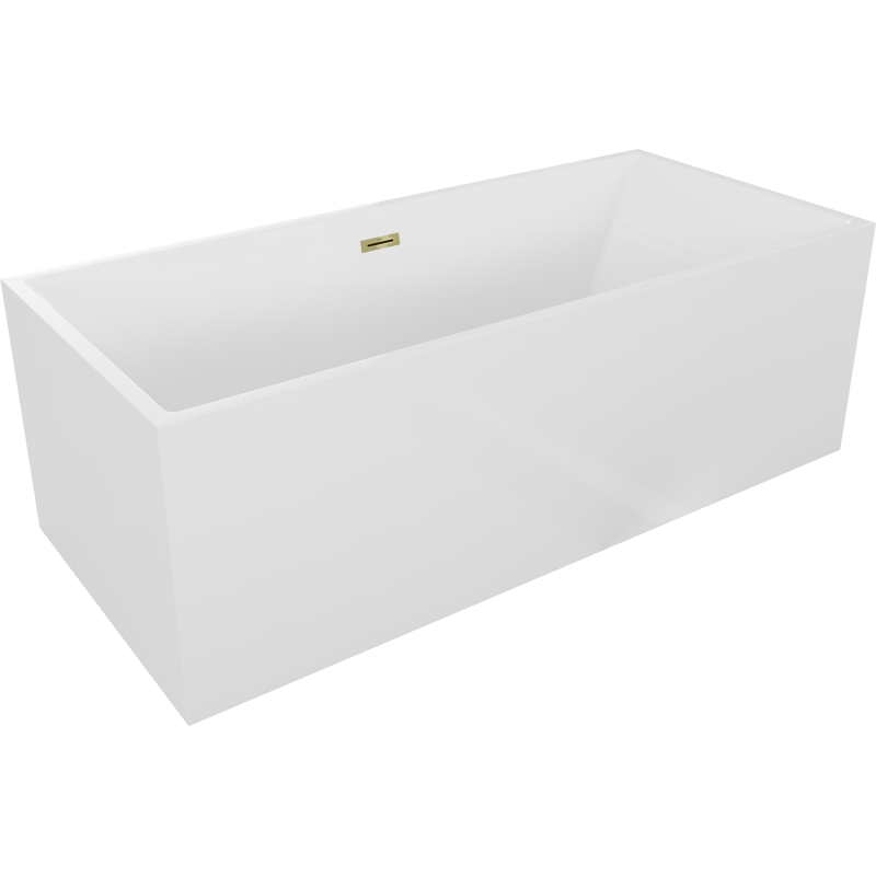 Mexen Vigo freistehende Badewanne 178,5 x 80 cm, weiß, Überlauf gold - 51251788000-50