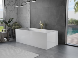 Mexen Vigo freistehende Badewanne 178,5 x 80 cm, weiß, Überlauf gebürstet gold - 51251788000-55