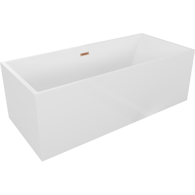 Mexen Vigo freistehende Badewanne 178,5 x 80 cm, weiß, Überlauf gebürstetes Kupfer - 51251788000-65