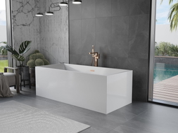 Mexen Vigo freistehende Badewanne 178,5 x 80 cm, weiß, Überlauf gebürstetes Kupfer - 51251788000-65