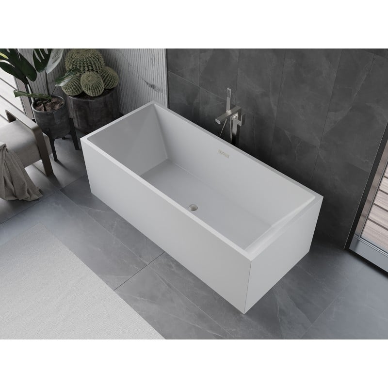Mexen Vigo freistehende Badewanne 178,5 x 80 cm, weiß, Überlauf gebürstetes Nickel - 51251788000-97