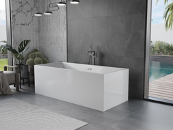 Mexen Vigo freistehende Badewanne 178,5 x 80 cm, weiß, Überlauf gun gray gebürstet - 51251788000-66