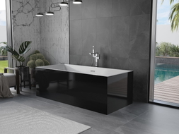Mexen Vigo freistehende Badewanne 178,5 x 80 cm, weiß/schwarz, Überlauf chrom - 51251788075-01
