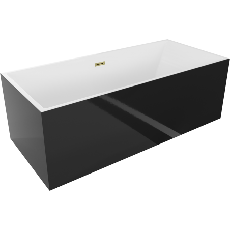 Mexen Vigo freistehende Badewanne 178,5 x 80 cm, weiß/schwarz, Überlauf gold - 51251788075-50