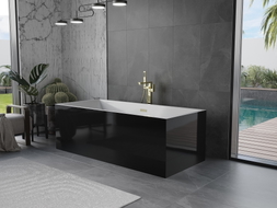 Mexen Vigo freistehende Badewanne 178,5 x 80 cm, weiß/schwarz, Überlauf gold - 51251788075-50