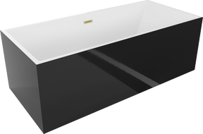 Mexen Vigo freistehende Badewanne 178,5 x 80 cm, weiß/schwarz, Überlauf gold gebürstet - 51251788075-55
