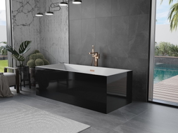 Mexen Vigo freistehende Badewanne 178,5 x 80 cm, weiß/schwarz, Überlauf Roségold - 51251788075-60