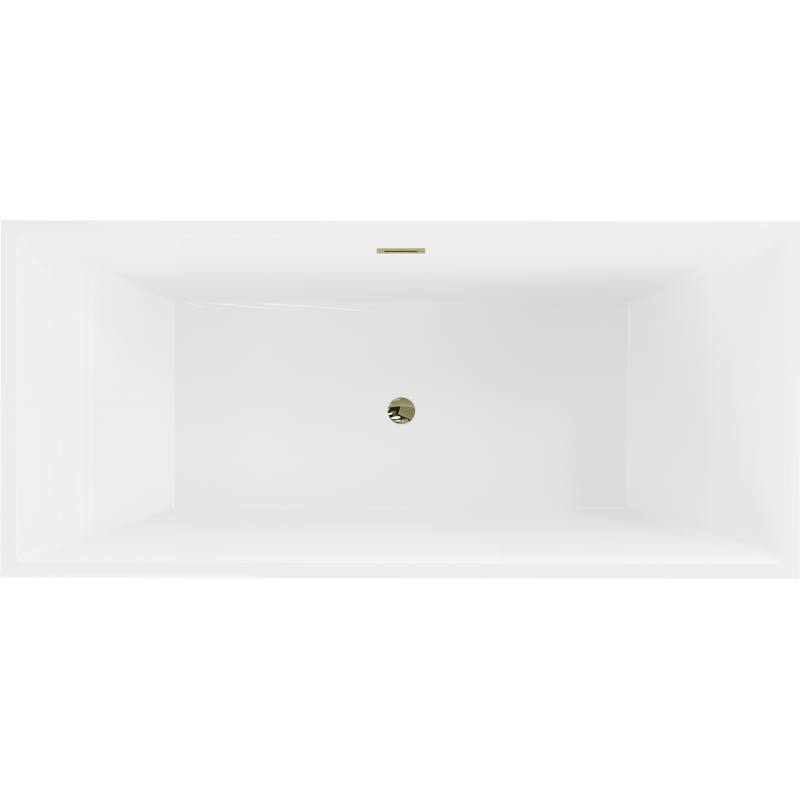 Mexen Vigo freistehende Badewanne 178,5 x 80 cm, weiß/schwarz, Überlauf gold - 51251788075-50