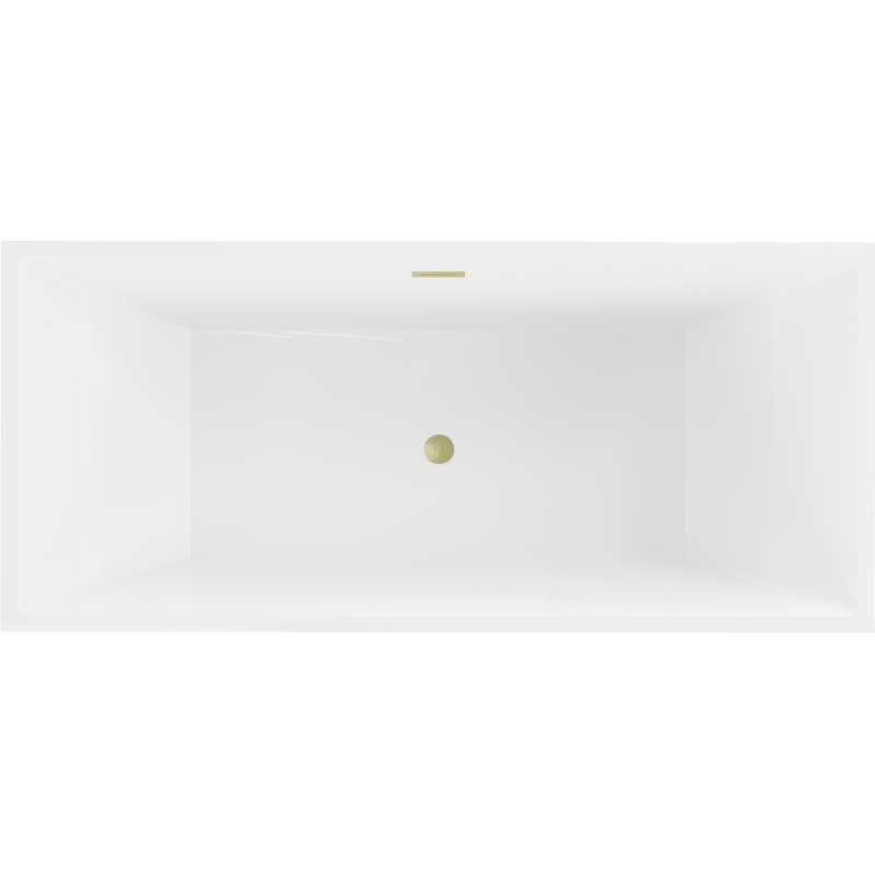 Mexen Vigo freistehende Badewanne 178,5 x 80 cm, weiß/schwarz, Überlauf gold gebürstet - 51251788075-55