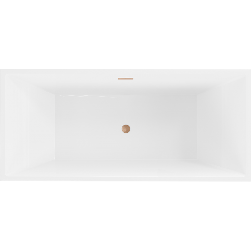 Mexen Vigo freistehende Badewanne 178,5 x 80 cm, weiß/schwarz, Überlauf gebürstetes Kupfer - 51251788075-65