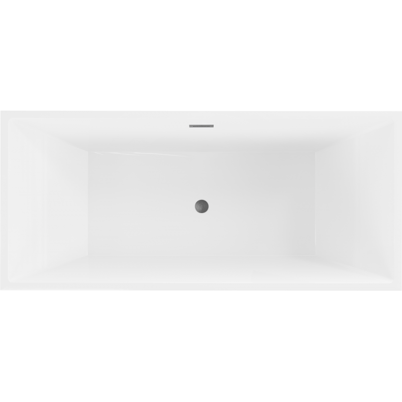 Mexen Vigo freistehende Badewanne 178,5 x 80 cm, weiß/schwarz, Überlauf gun gray gebürstet - 51251788075-66