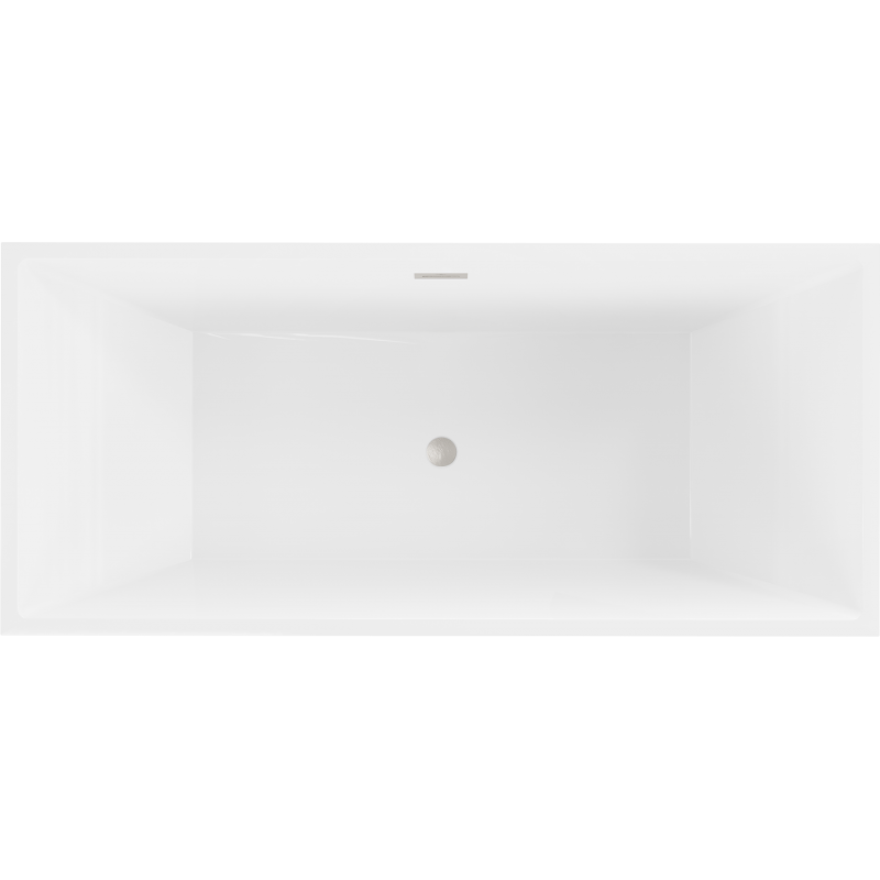 Mexen Vigo freistehende Badewanne 178,5 x 80 cm, weiß/schwarz, Überlauf gebürsteter Nickel - 51251788075-97