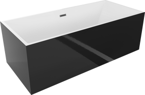 Mexen Vigo freistehende Badewanne 178,5 x 80 cm, weiß/schwarz, Überlauf gun gray gebürstet - 51251788075-66