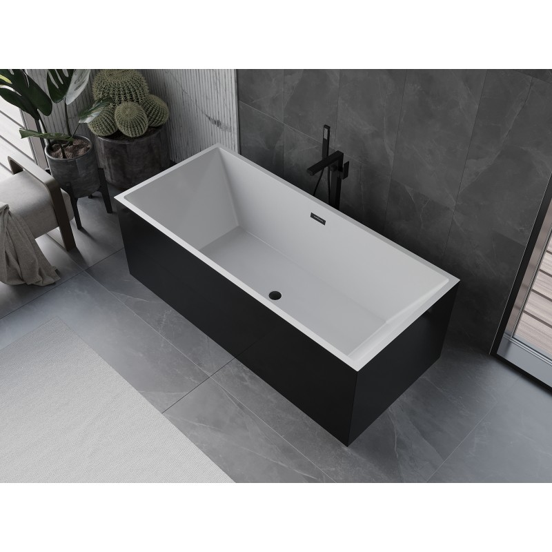 Mexen Vigo freistehende Badewanne 178,5 x 80 cm, weiß/schwarz, schwarzer Überlauf - 51251788075-70