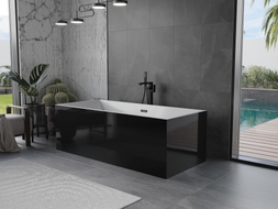 Mexen Vigo freistehende Badewanne 178,5 x 80 cm, weiß/schwarz, schwarzer Überlauf - 51251788075-70