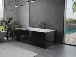 Mexen Vigo freistehende Badewanne 178,5 x 80 cm, weiß/schwarz, Überlauf gun metal - 51251788075-95
