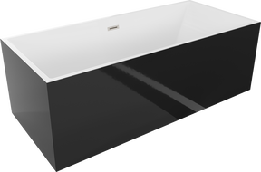 Mexen Vigo freistehende Badewanne 178,5 x 80 cm, weiß/schwarz, Überlauf gebürsteter Nickel - 51251788075-97
