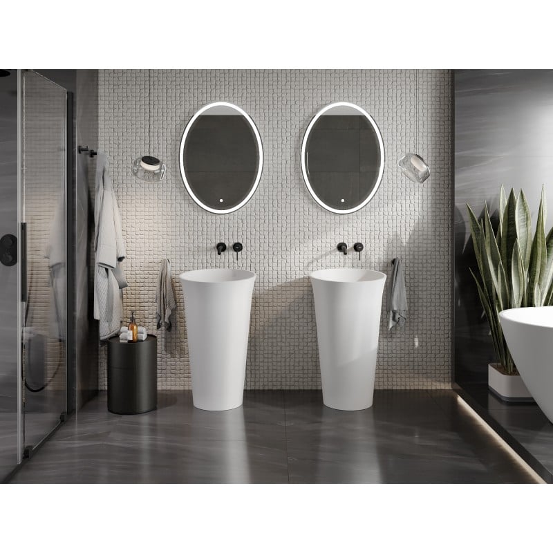 Mexen Nilda freistehendes Waschbecken aus Konglomerat 52 x 52 cm, weiß matt - 26555200