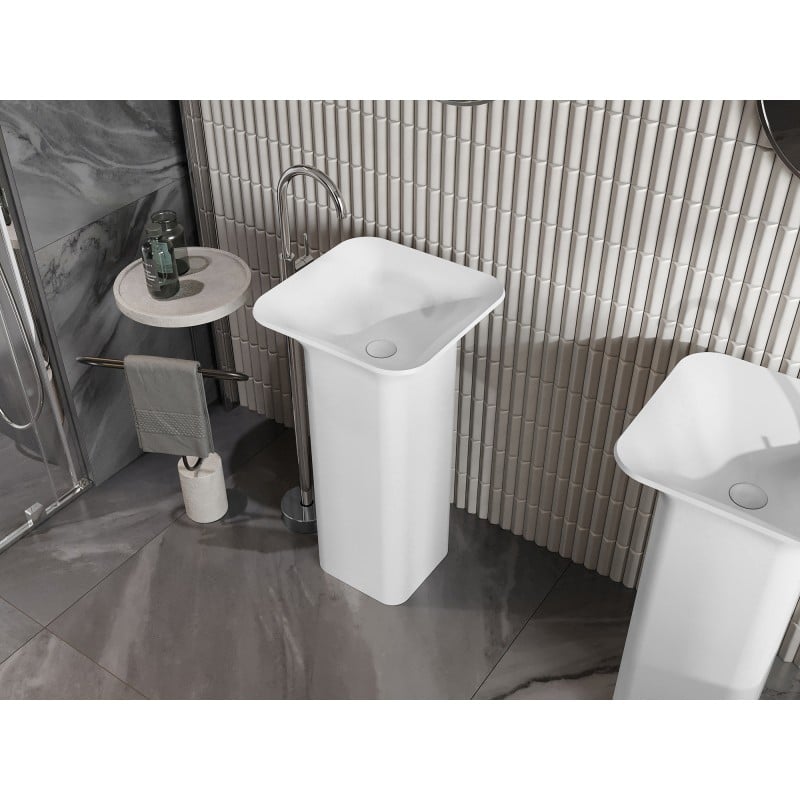 Mexen Ria freistehendes Waschbecken aus Konglomerat 45 x 45 cm, weiß matt - 26584500