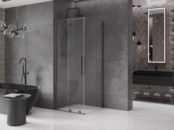 Mexen Velar Duschkabine Schiebetür 90 x 90 cm, transparent, Gunmetal - 871-090-090-01-95