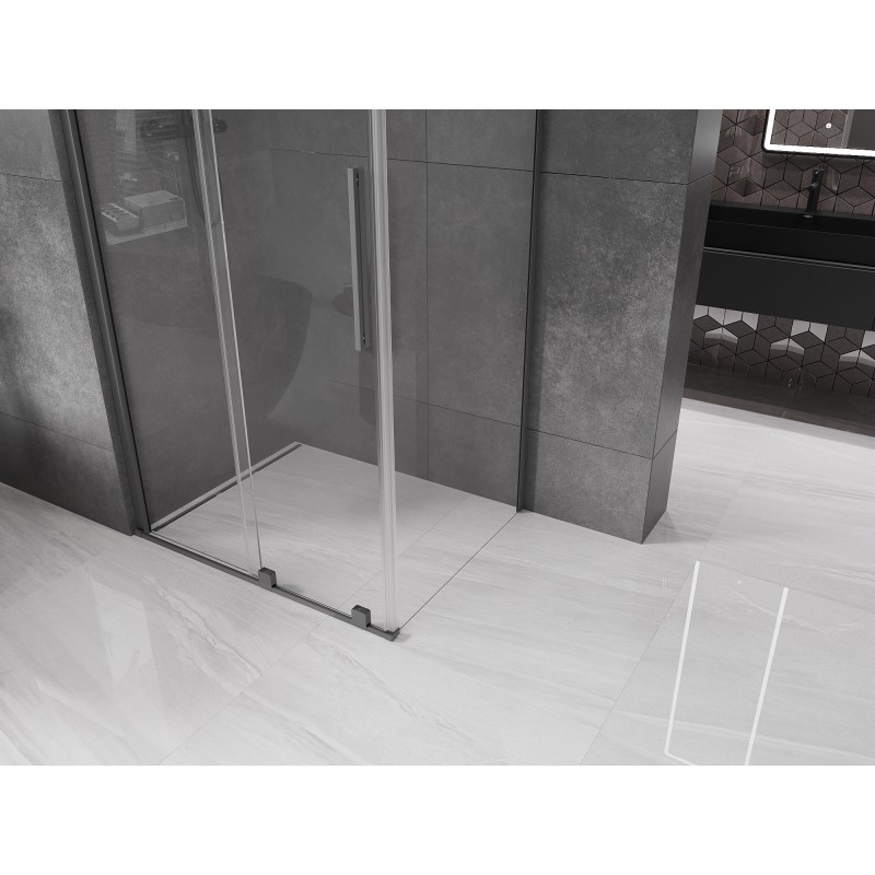 Mexen Velar Duschkabine Schiebetür 100 x 90 cm, transparent, Gun Metal - 871-100-090-01-95