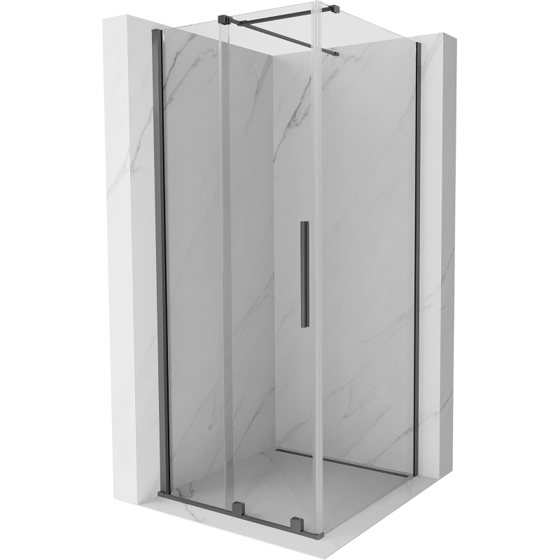 Mexen Velar Duschkabine, Schiebetür 100 x 100 cm, transparent, Gun Metal - 871-100-100-01-95