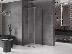 Mexen Velar verschiebbare Duschkabine 120 x 120 cm, transparent, Gun Metal - 871-120-120-01-95