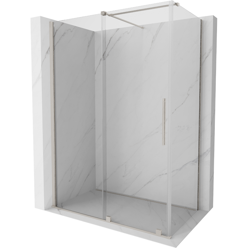 Mexen Velar Duschkabine Schiebetür 160 x 100 cm, transparent, gebürsteter Nickel - 871-160-100-01-97