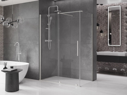Mexen Velar Schiebeduschkabine 160 x 85 cm, transparent, gebürsteter Nickel - 871-160-085-01-97