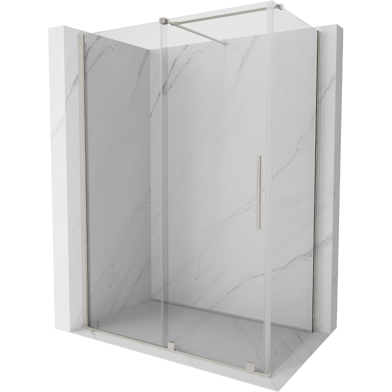 Mexen Velar Duschkabine Schiebetür 130 x 75 cm, transparent, gebürsteter Nickel - 871-130-075-01-97