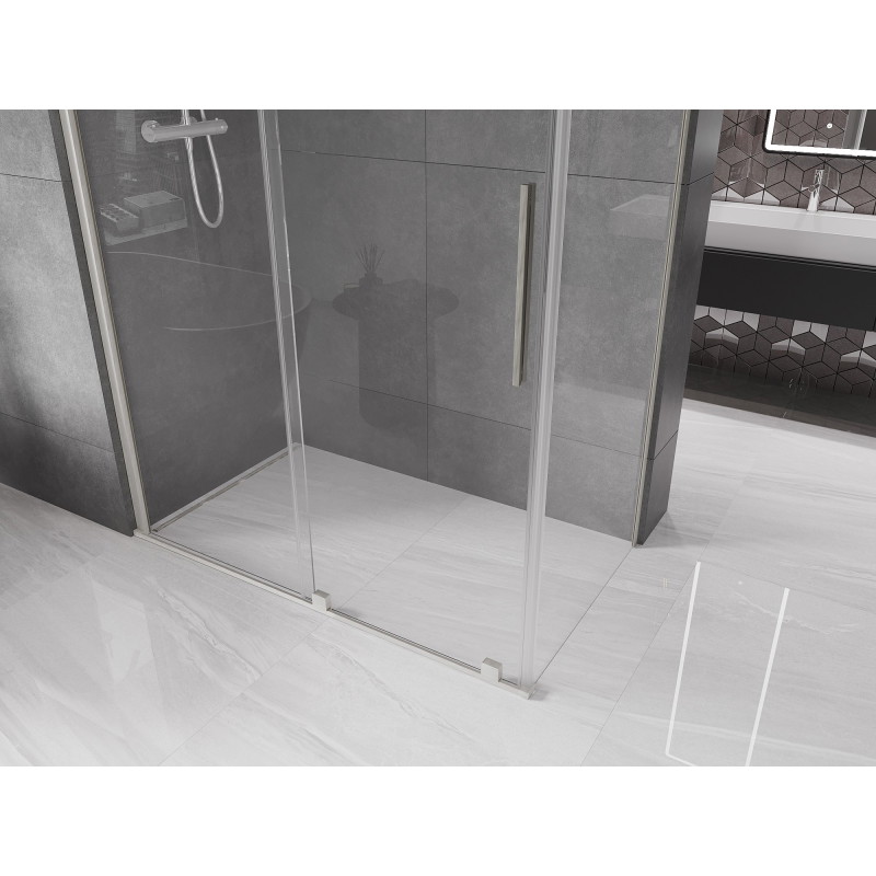 Mexen Velar Schiebedusche 140 x 70 cm, transparent, gebürsteter Nickel - 871-140-070-01-97