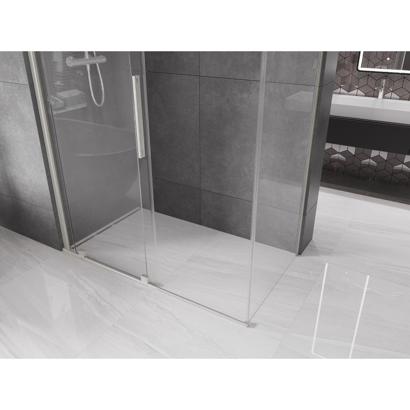 Mexen Velar Schiebedusche 140 x 70 cm, transparent, gebürsteter Nickel - 871-140-070-01-97